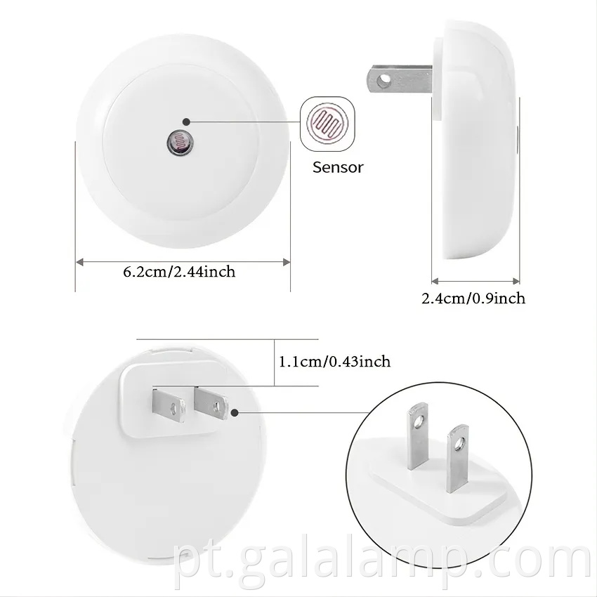 Luz noturna de indução branca inteligente com recursos de controle de toque